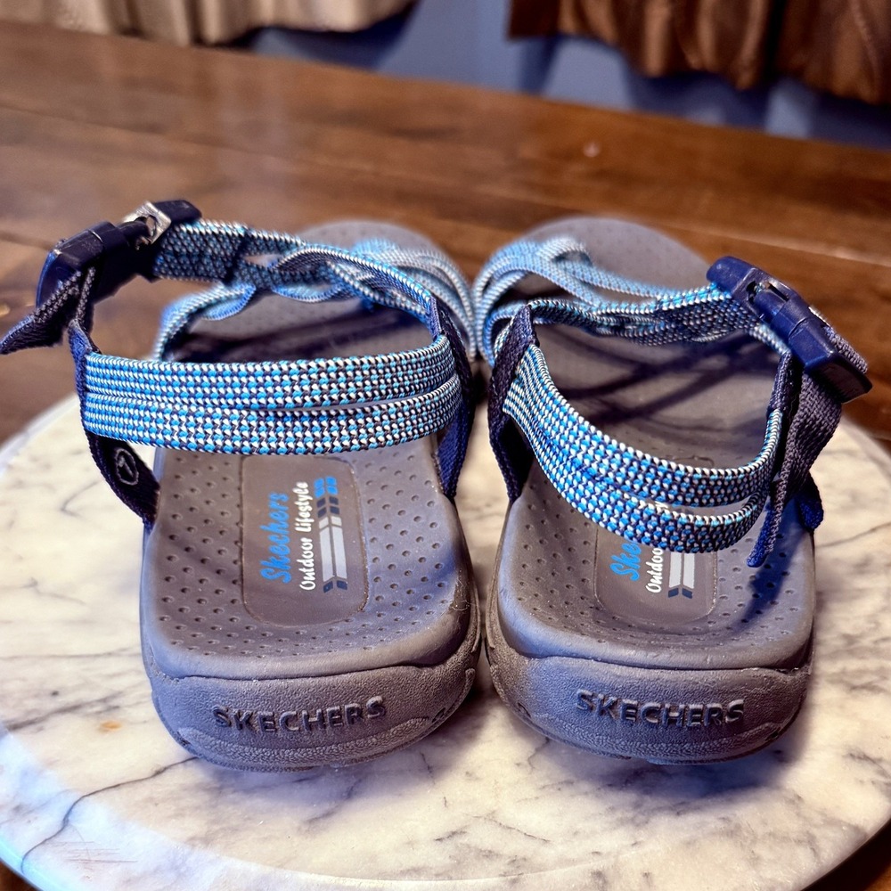 NEW! Skechers Women Sz 7 EU 38 Reggae Irie Mon Blue Navy Comfort Sandals 163013 - Picture 4 of 6